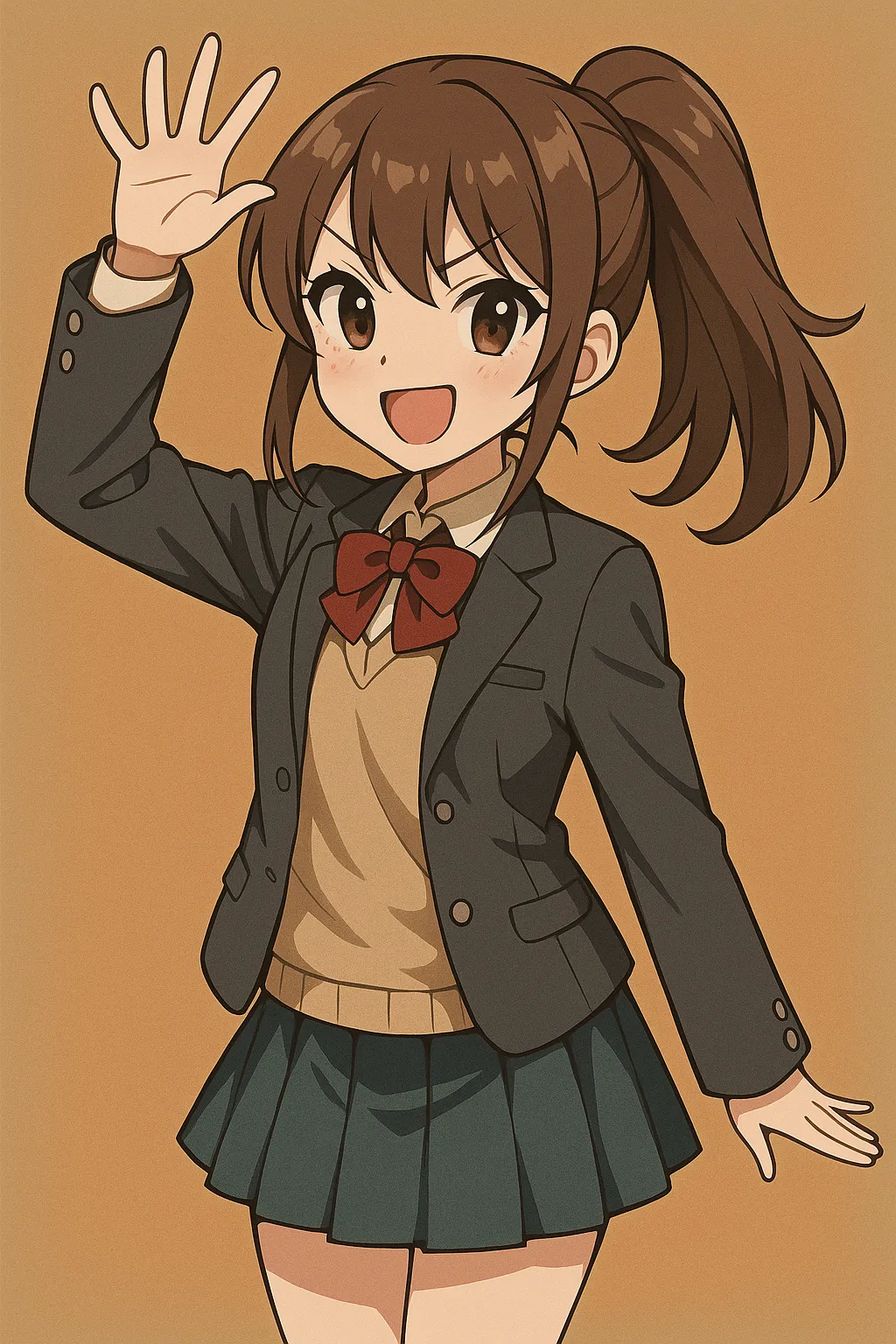 AIキャラクター 夢味（ゆめみ）。関西弁のツンデレJKキャラの立ち絵イラスト。