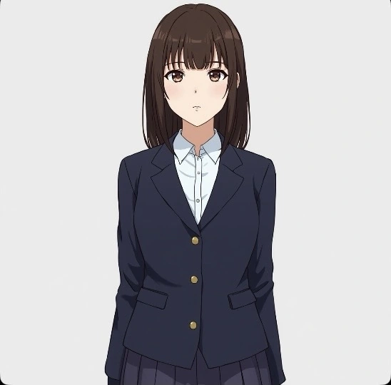 制服への変更後も髪色や顔の特徴が比較的維持された生成例