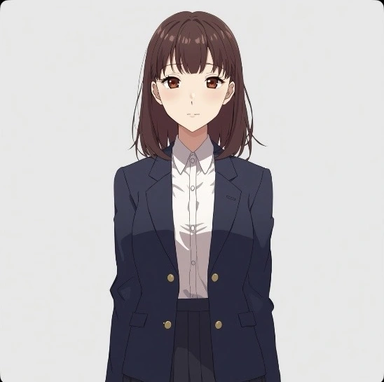 制服への変更時に顔立ちや髪型の変化が見られた生成例