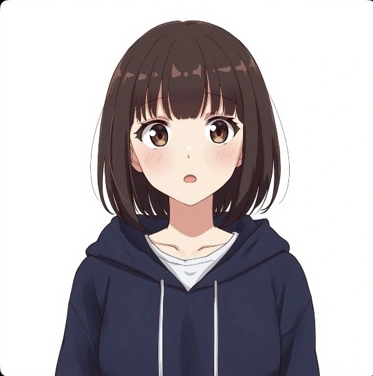 驚いた表情でも髪色や輪郭が比較的維持された生成例
