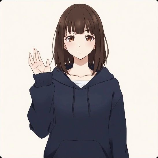 手を振るポーズで顔や髪型が比較的維持された生成例